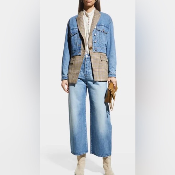 Veronica Beard Keaton Combo 2-Piece Denim & Check Dickey Jacket - Picture 11 of 14